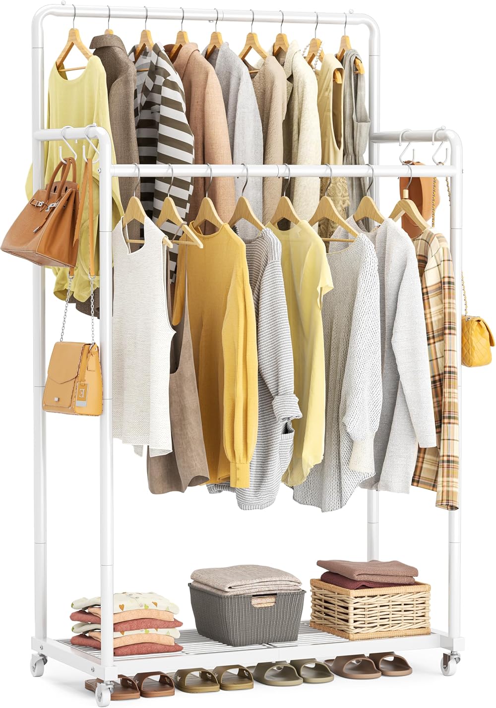 HOMIDEC Clothes Rail Heavy Duty with Shelf White 155x72.5x41 cm