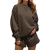 MISSACTIVER Women's 2 Piece Lounge Set Mock Neck Oversized Sweatshirts Sweat Shorts With Pockets Matching Tracksuit Set