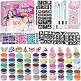 TEUVO 50 Colors Glitter Tattoos for Kids, Halloween Temporary Tattoos with 199 Stencils, 2 Stickers, 4 Glue & 5 Brushes for X