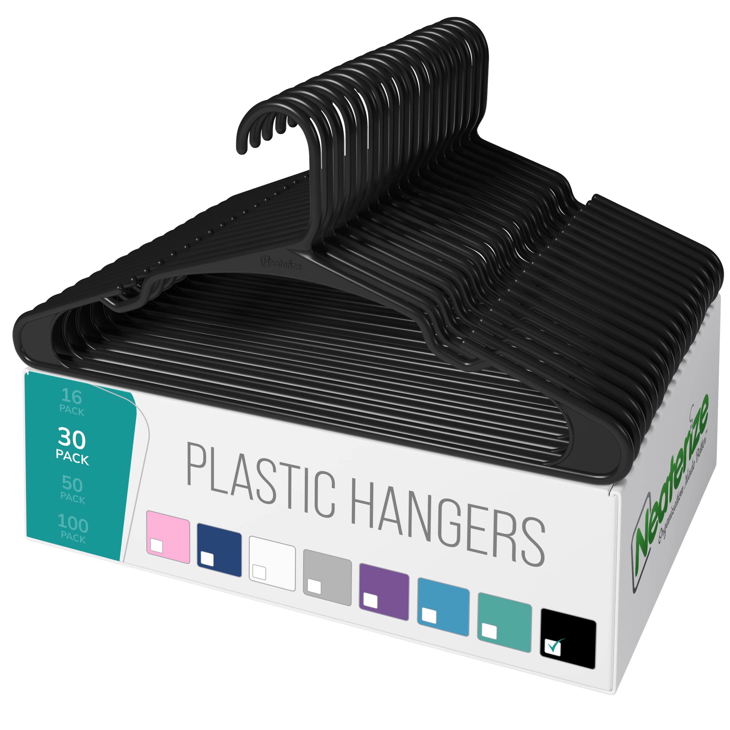 Photo 1 of (MISSING FEW) NEATERIZE Clothes Hangers 30 Pack Black - Plastic Hangers - Ganchos Colgar Ropa