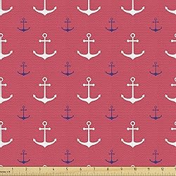 Ambesonne Anchor Fabric by The Yard, Pattern with