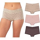 Maidenform Women's Underwear Boy Shorts Pack, 3-Pack, Stretch Cotton Underwear Women Pack, Comfy Boy short Panties for Women