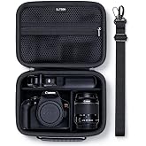 L LTGEM Hard Camera Case Bag for Canon EOS Rebel T7/R50//R100 DSLR, Black | Compatible withCanon EOS Rebel T7/T100/T6/R100/R50/R5/ R7/R8/R6 Mark II DSLR Camera and Lens, Camera Travel Bag