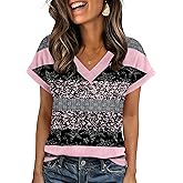 Zeagoo Womens Summer Tops Rolled Short Sleeve V Neck Shirts Casual Dressy Business Work Blouses Outfits