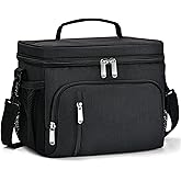 MIAOJIE Insulated Lunch Bag for Men & Women, 9L Leakproof Lunch Box Soft Cooler Tote with 5 Pockets, 600D Oxford, EVA Lining, Adjustable Strap for Work, Picnic, Beach&Travel-Black