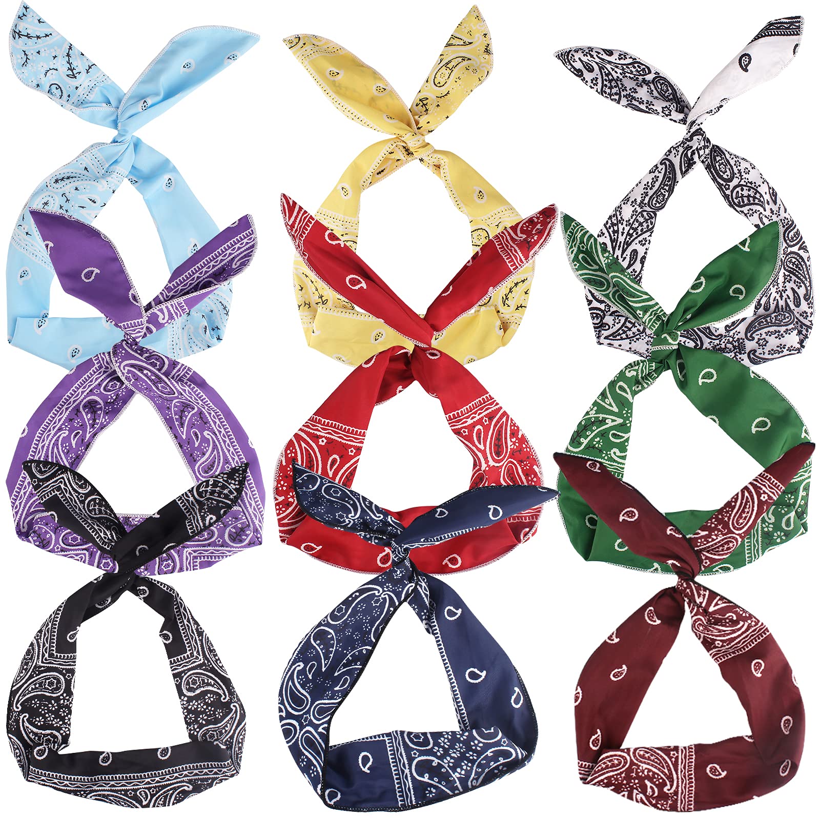 Photo 1 of Ondder Wire Headbands for Women Paisley Wired Headbands Cute Bandana Headband Fashion Headbands Head Wraps for Women Girls Hair Accessories for Women