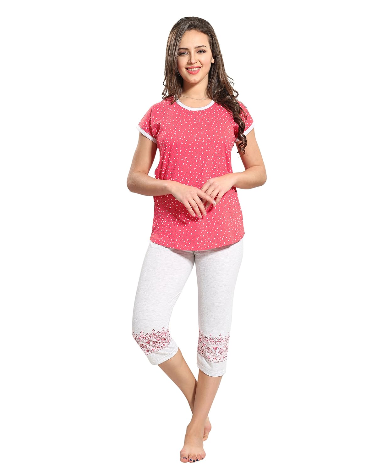 av2 women's cotton printed top and capri set (2612_p)