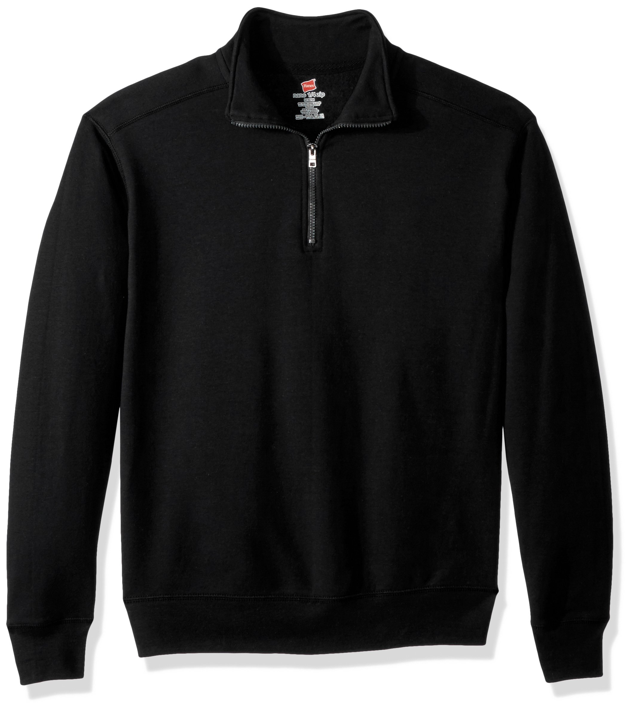Hanes Men's Nano QuarterZip Fleece Jacket, Black, X Large Homer's Coat