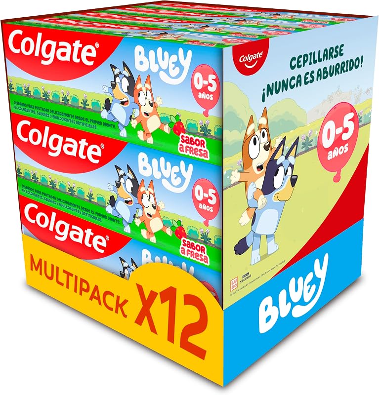 Kids Bluey, Pasta Dientes Infantil Fresa 0-5 Años, 12x50 ml