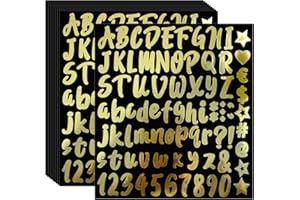 WAYNODA 810 Pieces 10 Sheets Self-Adhesive Vinyl Letters Numbers Kit, Alphabet Stickers Mailbox Numbers Sticker for Mailbox, Signs, Home, Window, Cars, Door, Business, Address Number (1 Inch, Gold)
