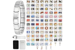 Customizable Italian Charm Bracelet Links - Choose 10 from 80 Unique Elements - 316L Stainless Steel, 9x10mm, Zodiac Signs, A