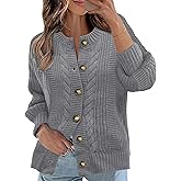 Rapbin Women's Cable Knit Cardigan Open Front Sweater Casual Long Sleeve Button Coats Outerwear