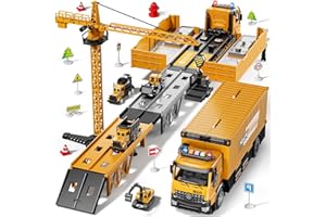 Beby Buty Carrier Truck Race Track Boy Toddlers Toys, Truck Toys for Toddlers 3-5 5-7, Toy Transport Car with Tower Crane Light & Sound, Excavators Cars Gifts for Age 3 4 5 6 7 Years Old Boys Girls