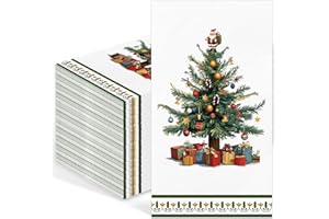 IANFEPH 100 Pcs Christmas Paper Napkin 3 Ply Disposable Bathroom Guest Hand Towels Xmas Tree Decorative Dinner Napkins for Winter Holiday Kitchen Wedding Birthday Party