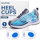 Silipos Heel Cushions, W10-12/M8-10.5 | Deep heel cradle centers &amp; supports the heel while soft gel absorbs impact from walking, standing &amp; running