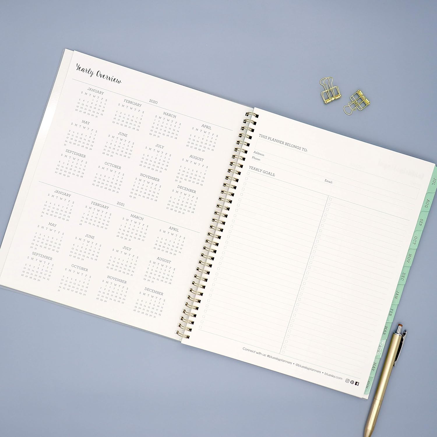 Blue Sky 2020-2021 Academic Year Weekly & Monthly Planner, Frosted Flexible Cover, Twin-Wire Binding, 8.5" x 11", Laurel : Office Products
