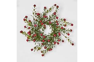 Worth Imports Boxwood and Berry 3.25" Inner Diameter Set of 2 Candle Ring Green;red