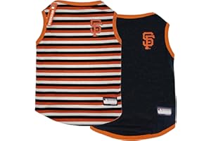Pets First MLB SAN Francisco Giants Reversible T-Shirt,Medium for Dogs & Cats.with The Team Logo Comes with 2 Designs,Stripe Tee Shirt on one Side,Solid Design on The Other Side,Team Color,SFG-4158-MD