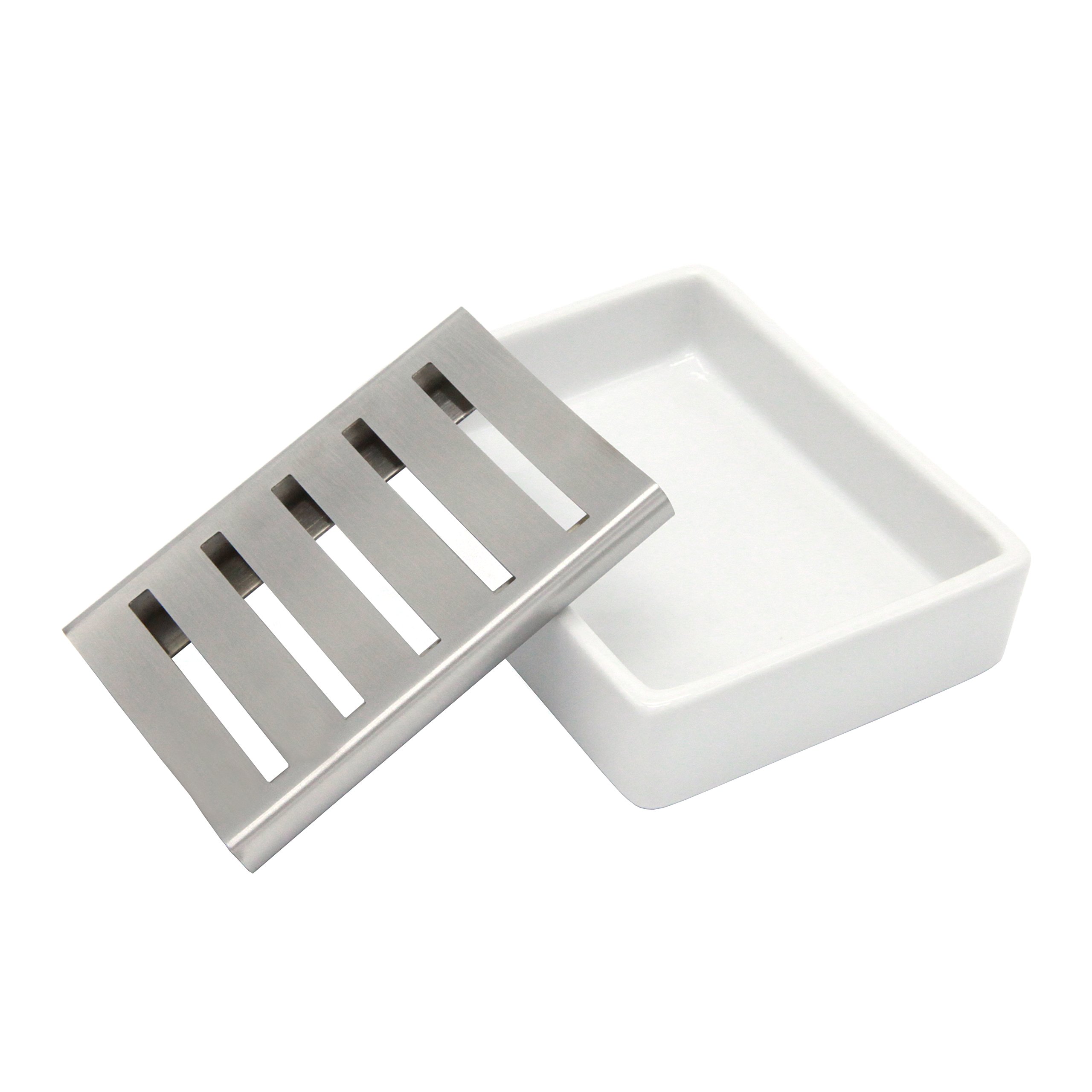thumbnail image 2 of Ceramic Soap Dish With Double Layer Drain - Bathroom & Shower Soap Holder Tray To Keep Soap Dry 2 of 10