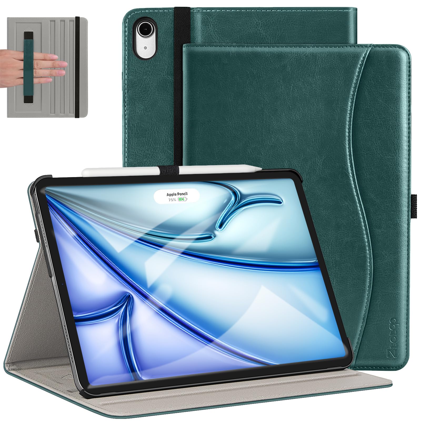 Photo 1 of ZtotopCases for iPad Air 13 inch M3 2025 & 2024 M2 Case/iPad Pro 12.9 Case 3rd Generation 2018, Premium Leather Folio Cover (Supports iPad Pencil Charging), Auto Sleep/Wake, Multiple 4 Angles – Green