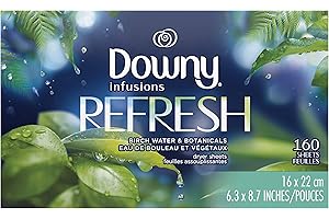 Downy Infusions Fabric Softener Dryer Sheets, Refresh, Birch Water & Botanicals 160 count