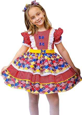 vestido de festa junina infantil luxo