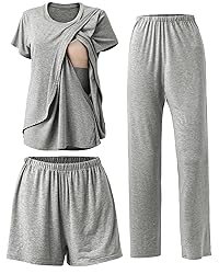 Rnxrbb 3 Piece Postpartum Nursing Pajamas Set
