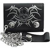 Tribal Skull Genuine Leather Chain Wallet