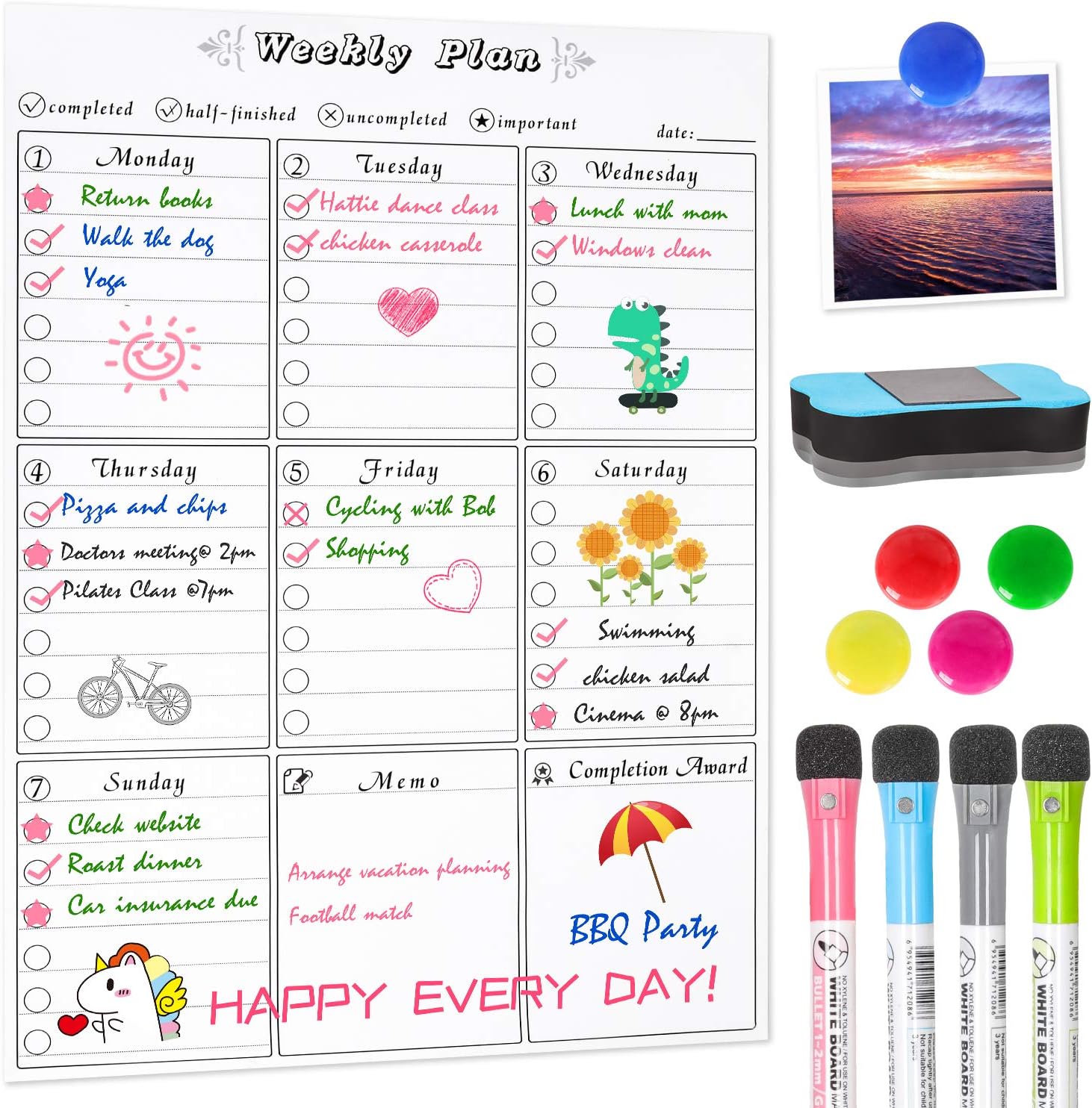 Weekly Planner Whiteboard for Walls,Daily Planner Fridge