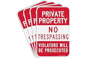 (4 Pack) Private Property No Trespassing Sign, Violators Will Be Prosecuted, 18 x 12 Engineer Grade Reflective Sheeting Rust 