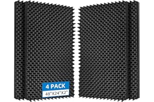 Geynnple 4 Pack Sound Proof Foam Panels |48"×24"×2" Quick-Recovery Soundproof Wall Panels | High Density Sound Dampening Panels for Home Studio (Black)