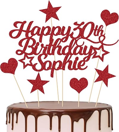 EDSG Personalised Happy Birthday Cake Topper Custom Name Age 16 18 21 40 60
