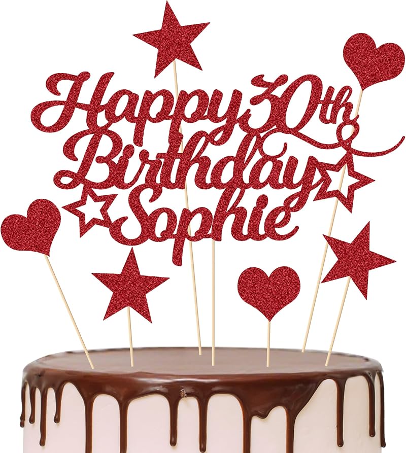 EDSG Personalised Happy Birthday Cake Topper Custom Name Age 16 18 21 40 60