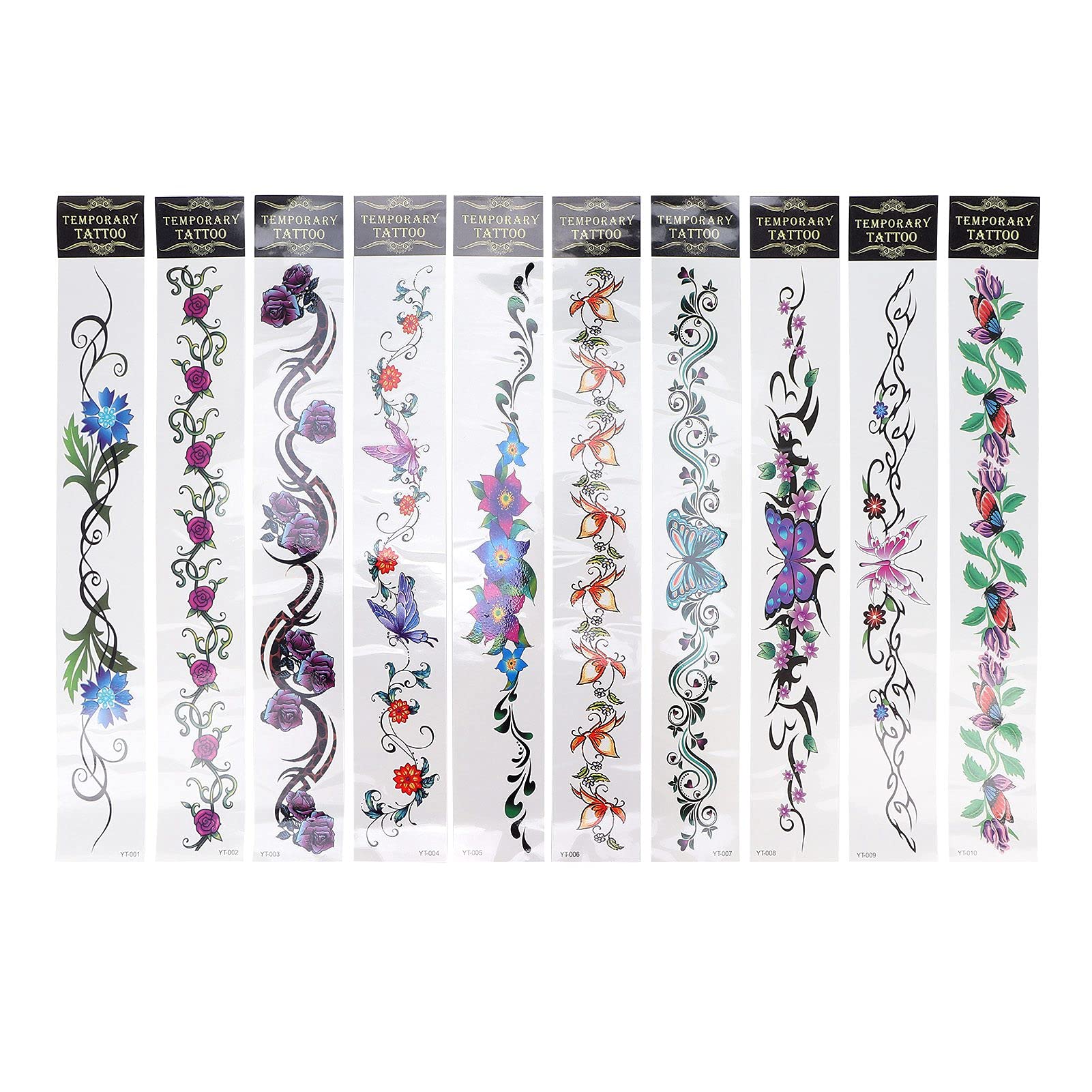 Waist Tattoos Stickers, 10Pcs Temporary Tattoos, Waterproof Female Belly Tattoo, Body Art Sticker, Lower Back Legs Arms, Waterproof Tattoo Stickers for Women