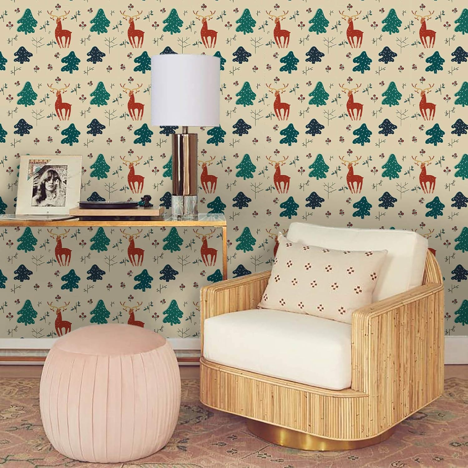 3D Forest Reindeer Pattern Wallpaper Wall Mural Self