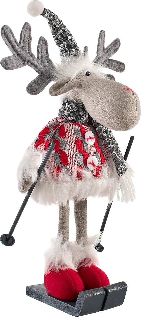 WeRChristmas Standing Christmas Moose Figurine on Skis