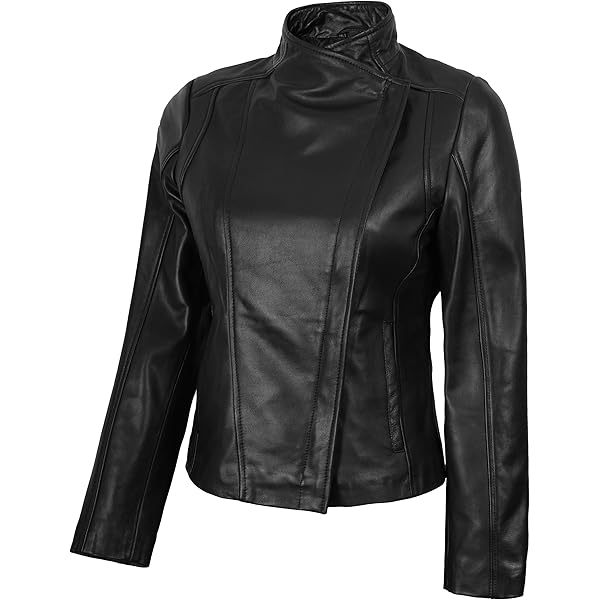 Edgy Moto Style Women's Real Leather Asymmetrical Jacket