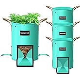 SPONDWILD 4 Pack 10 Gallon Potato Grow Bags, PE Garden Planter Bag with Breathable Screen Windows and Reinforced Handles for Potatoes, Tomatoes, Carrots and Onions