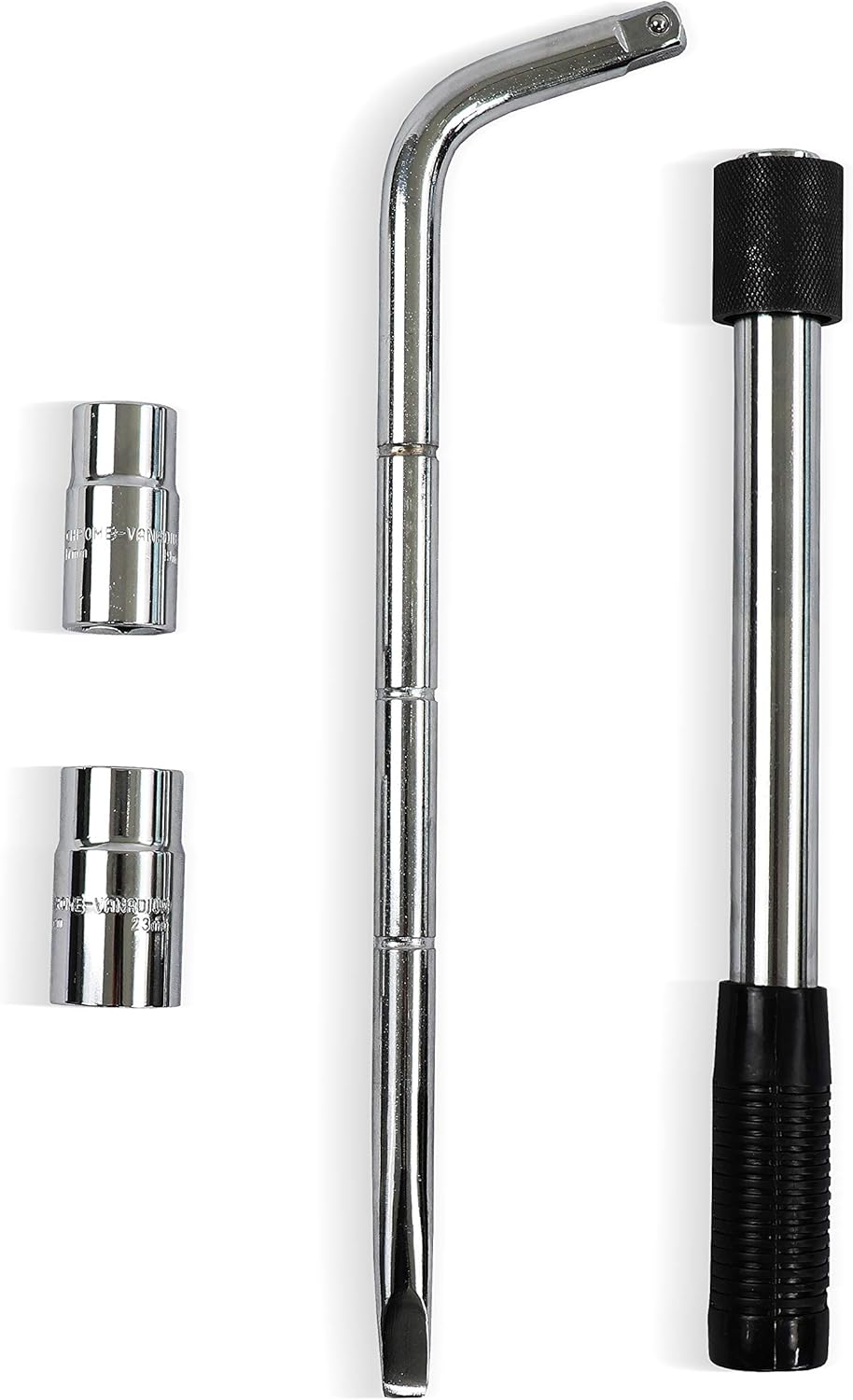 S&R 3-Piece Telescopic Wheel Nut Wrench Set, 1/2" Extendable 385-505mm with Double-Sided Sockets 17mm/19mm & 21mm/23mm - Image 3