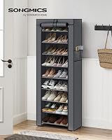 SONGMICS 10 Tier Shoe Rack Cabinet Grey RXJ10G 27-35 Pairs Free Standing view 2