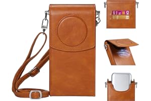 WOENJO Battery Bag for Apple Vision Pro, Leather Small Crossbody Bag for Vision Pro Battery, Waterproof Easy to Clean, Adjustable Strap, Cell Phone & Card Holder