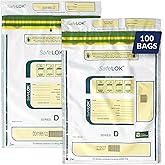 ControlTek SafeLok 9" x 12", White, 100 Bags, Tamper-Evident Deposit Bags for Cash Handling & Valuables, Moisture, Heat and Cold Sensitive Ink, Tear-Off Receipt + Large Barcodes 585089