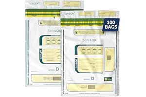 ControlTek SafeLok 9" x 12", White, 100 Bags, Tamper-Evident Deposit Bags for Cash Handling & Valuables, Moisture, Heat and Cold Sensitive Ink, Tear-Off Receipt + Large Barcodes 585089