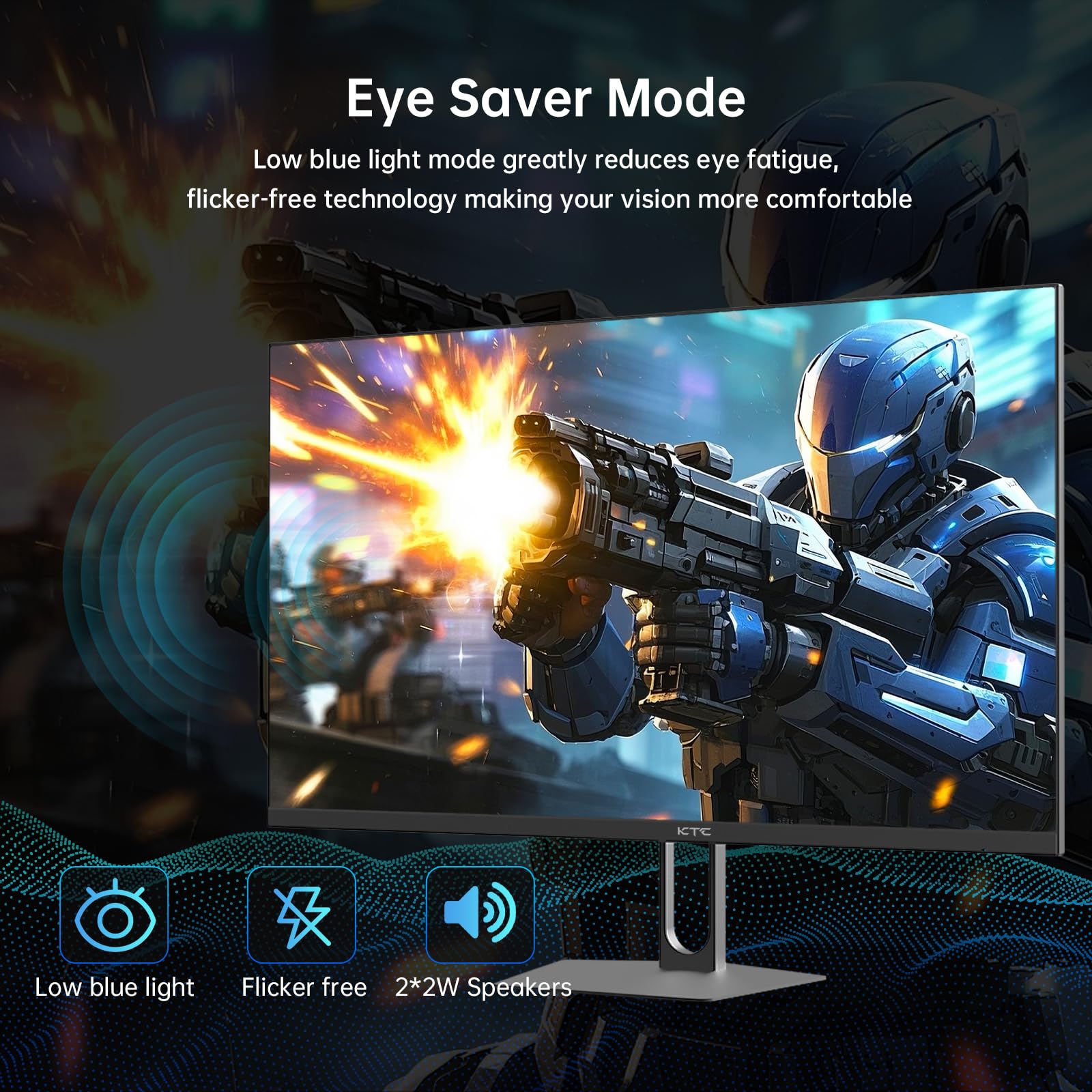 Ktc Gaming Monitor 27 Inch | 2K@210Hz (Overlocking) | Built-In Speakers | Fast Ips Panel | 1Ms Response Time (Mprt) | 450 Cd/㎡ Brightness, Hdr400 | Adaptive Sync | 131% Srgb, 101% Dci-P3, Δe＜2 - View 6