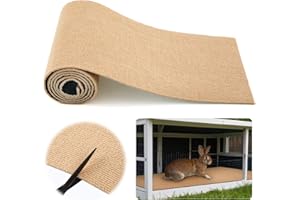 Maasechs Rabbit Scratch Mat 12 Inch X 6.56 ft Self Adhesive Bunny Scratching Pad Cuttable Claw and Teeth Care Rabbit Mat for Cage Small Animal Scratching Rug for Biting Sleeping Nesting (Khaki)