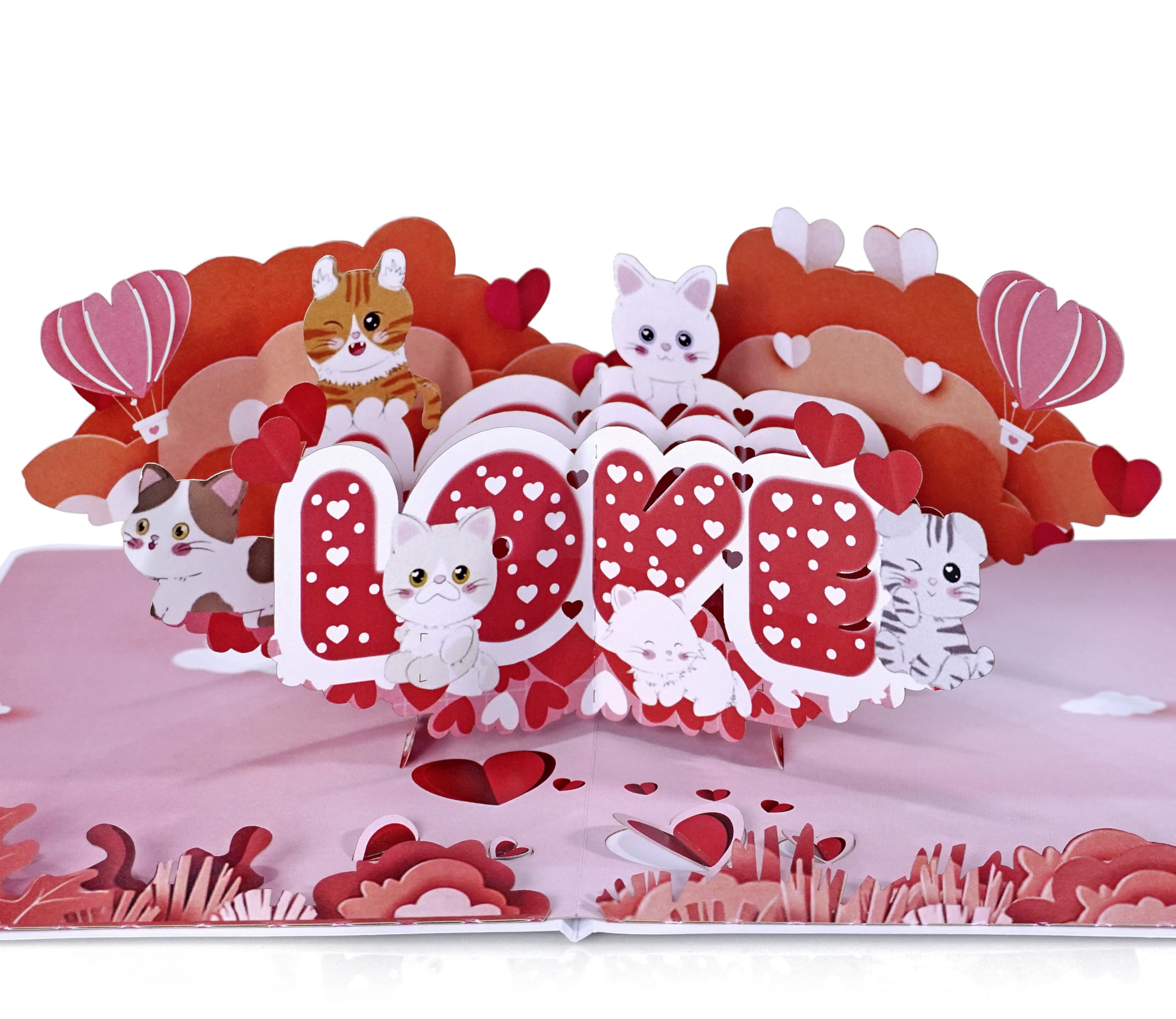 CUTPOPUP Love Text with Cats Pop Up Anniversary Cards, 3D Valentines Cards, Wedding Anniversary Card, Husband Valentines Day Card for Him Her Wife Husband Mum Dad Son Daughter LO172UK