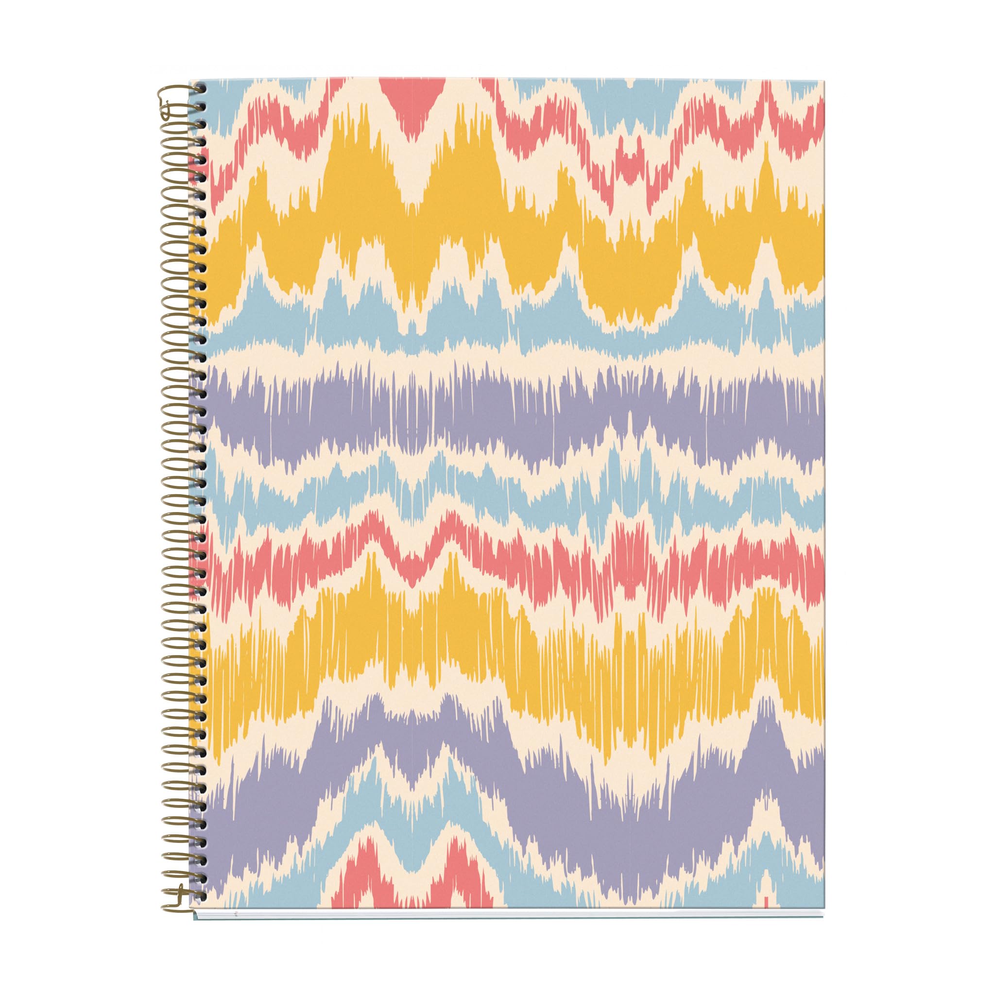 Miquelrius - A4 Notebook, 4 Colour Stripes, Horizontal Ruled 7 mm, 120 Sheets of 70 g/m², Spiral, Ruled Notebook, Boho Chic Collection, Waves — image 1