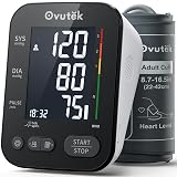 Ovutek Blood Pressure Monitors for Home Use, Automatic Digital Blood Pressure Cuff with Large Cuff, 2 Users x 120 Sets Memory, Manual Arm Blood Pressure Machine with Backlight (Black)