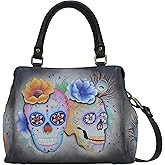 Anuschka 690 Multi-Compartment Satchel, Women’s Hand-Painted Genuine Leather Bag, Upcycled Leather