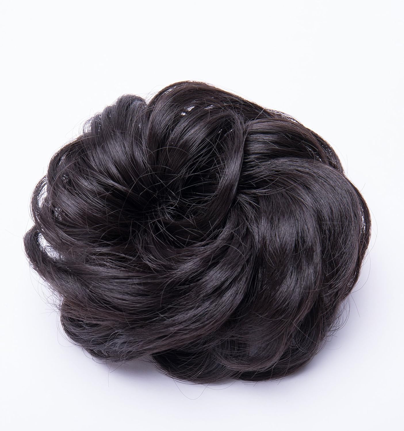 Real Fashion Hair Extensions Hairpiece Hair Rubber Scrunchie Scrunchy Updos VOLUMINOUS Curly Messy Bun Dark Brown - Image 3